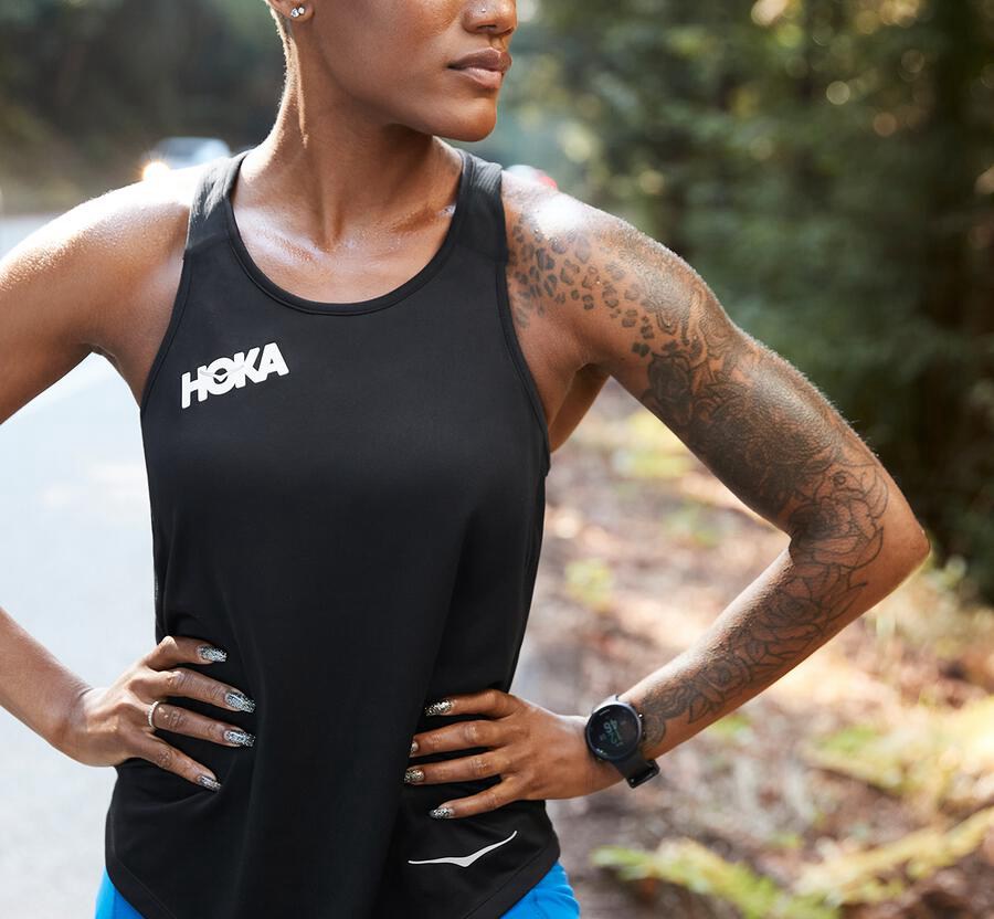 Hoka One One Top Dame - Performance Tank - Sort - 629374MHC